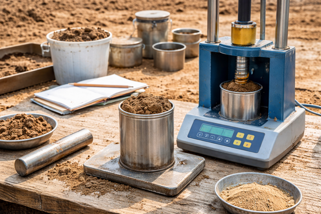 Optimum dry density test in Bangalore for maximum soil strength